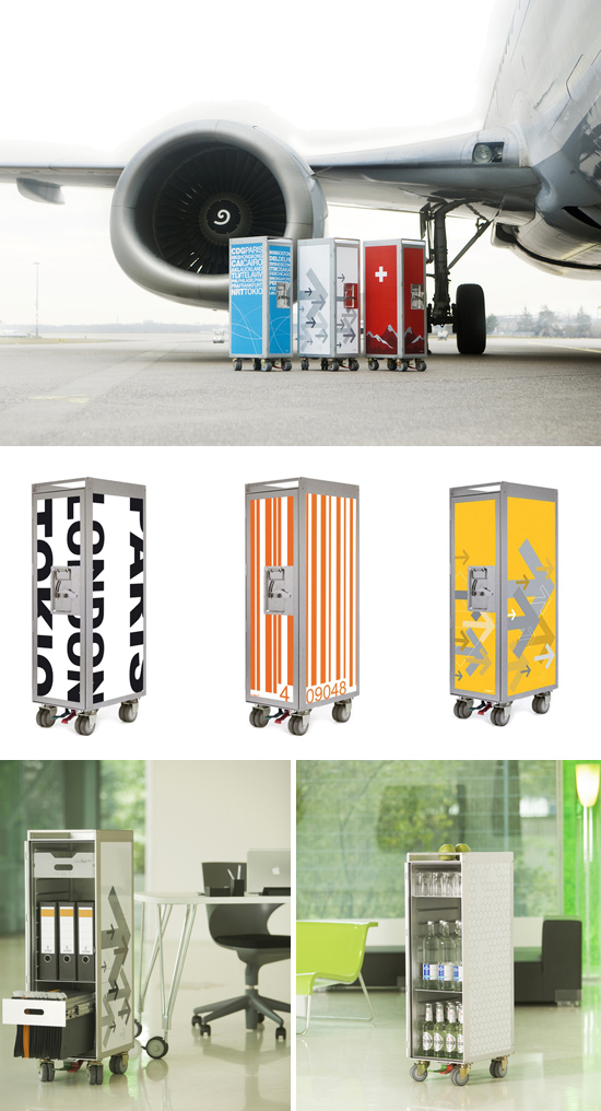 Bordbar recycled airplane trolleys