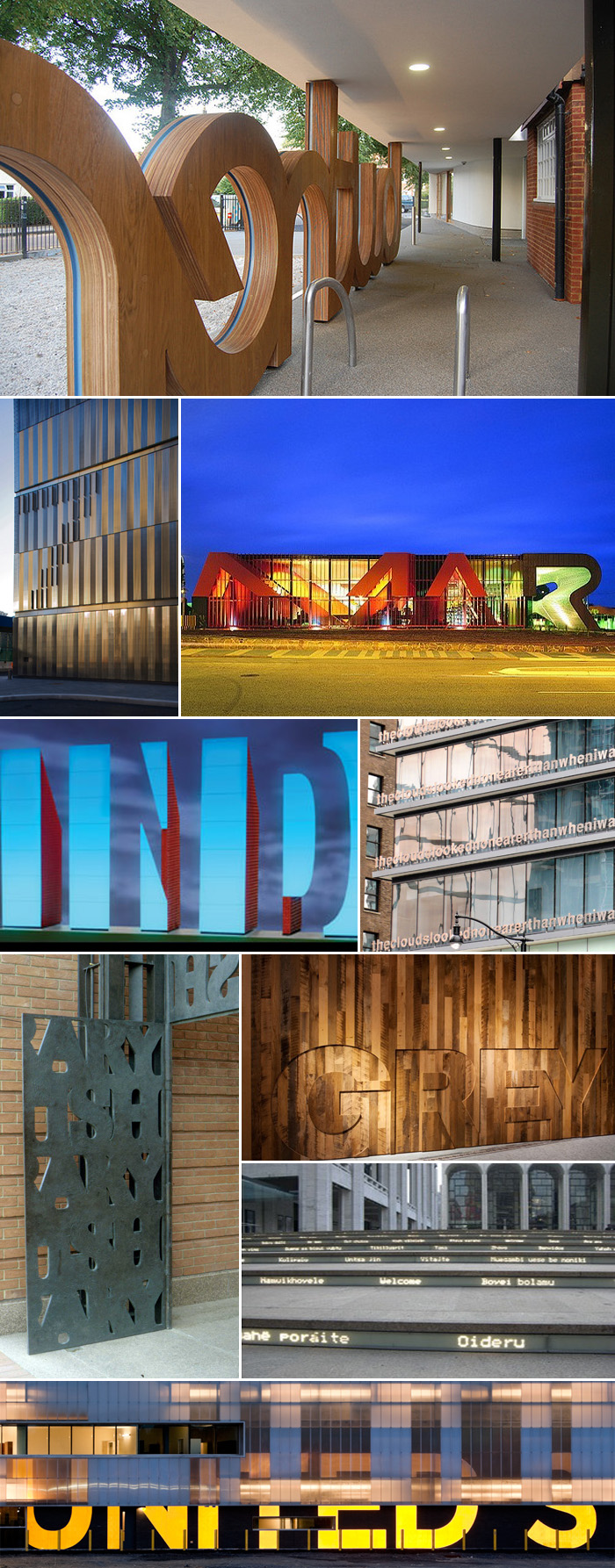 Typography in Architecture Multiple Examples