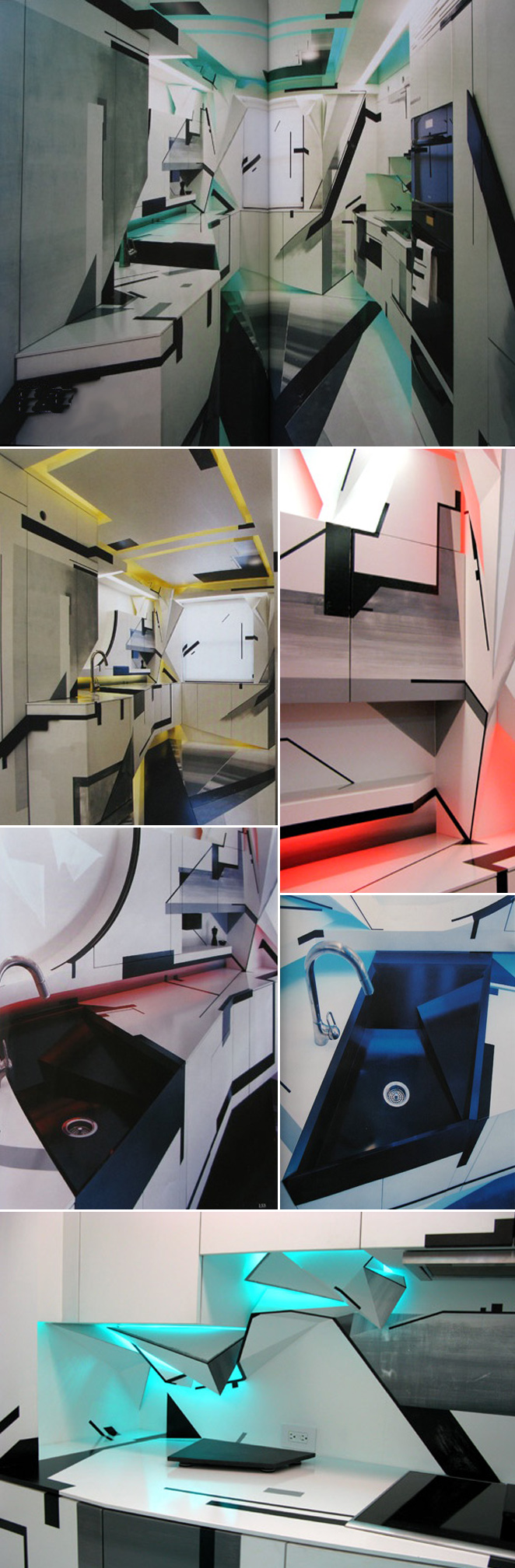 cool, futuristic kitchen design, yoes, sounds, light