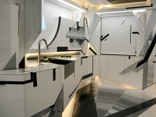 cool, futuristic kitchen design, yoes, sounds, light