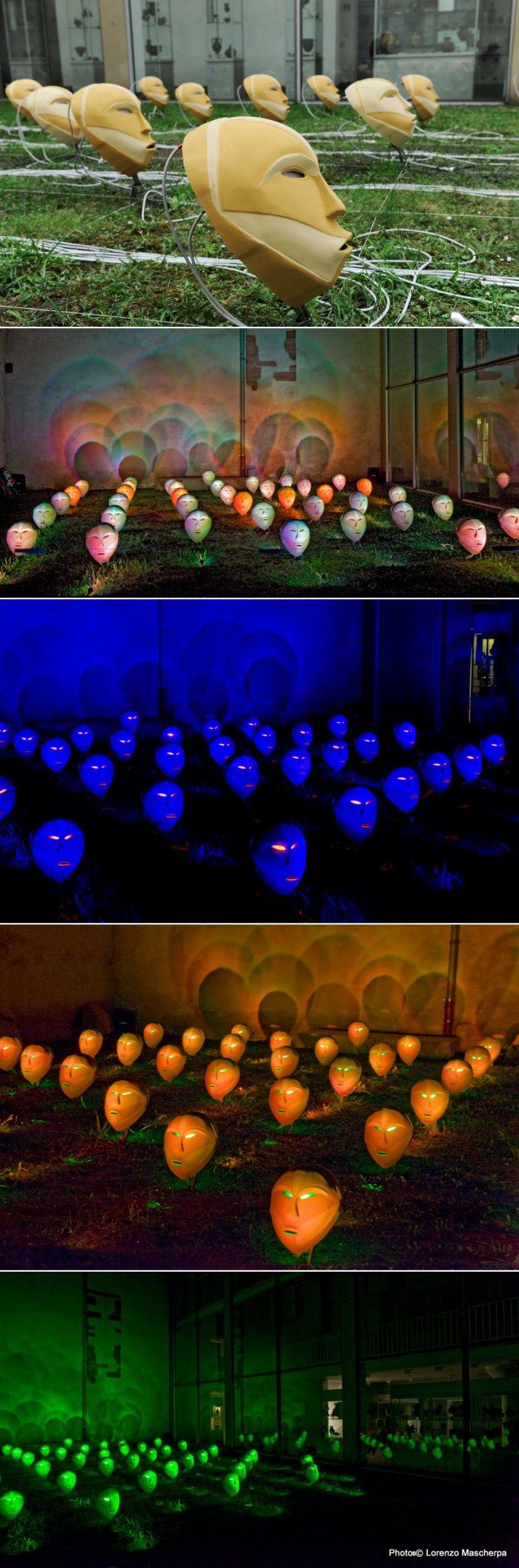 light lumen installation, african masks, richi ferrero, light art