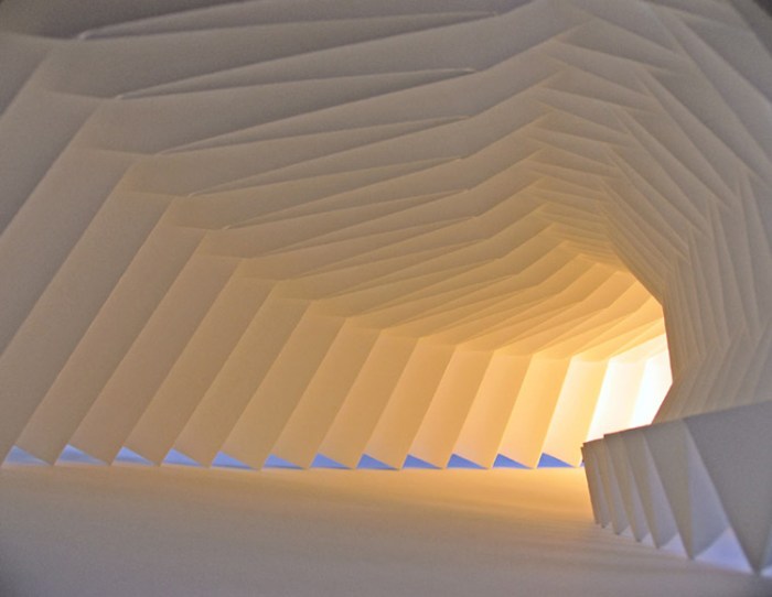 pleated paper sculptures, paper forms, art, contemporary