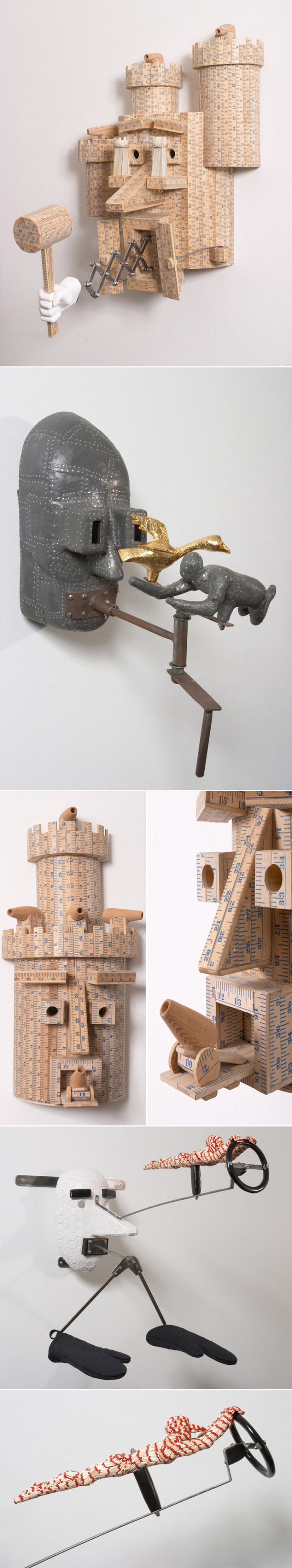 Masks, kinetic, interactive sculpture, witty art masks, mythology