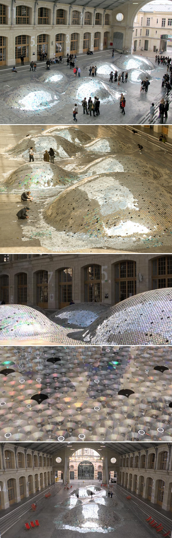art installation, recycled cds, elise Morin, clemence Eliard