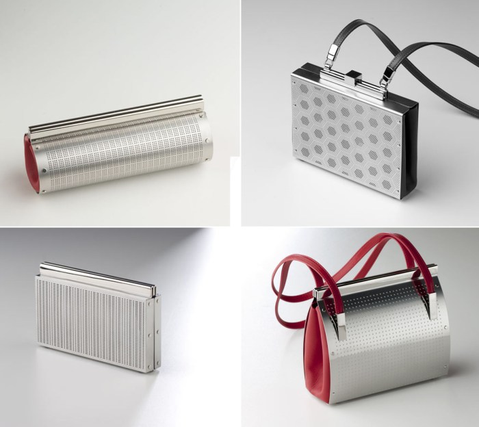 Stainless steel handbags, clutch, accessories, contemporary design