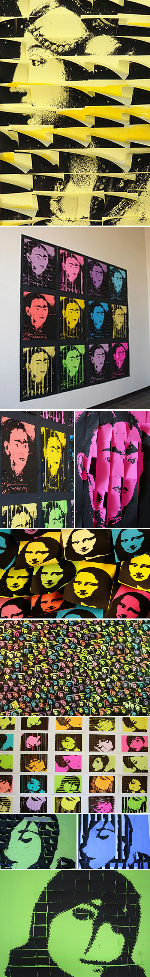 Post-it art, silk screen, pop art, Turkey, Mona Lisa, Frida Kahlo