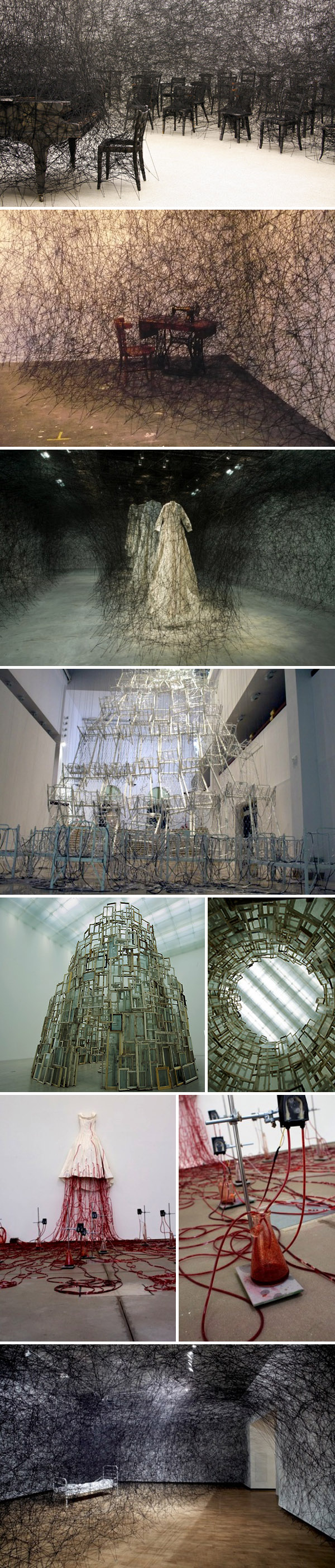 chiharu shiota, installation art, yarn, web, collabcubed