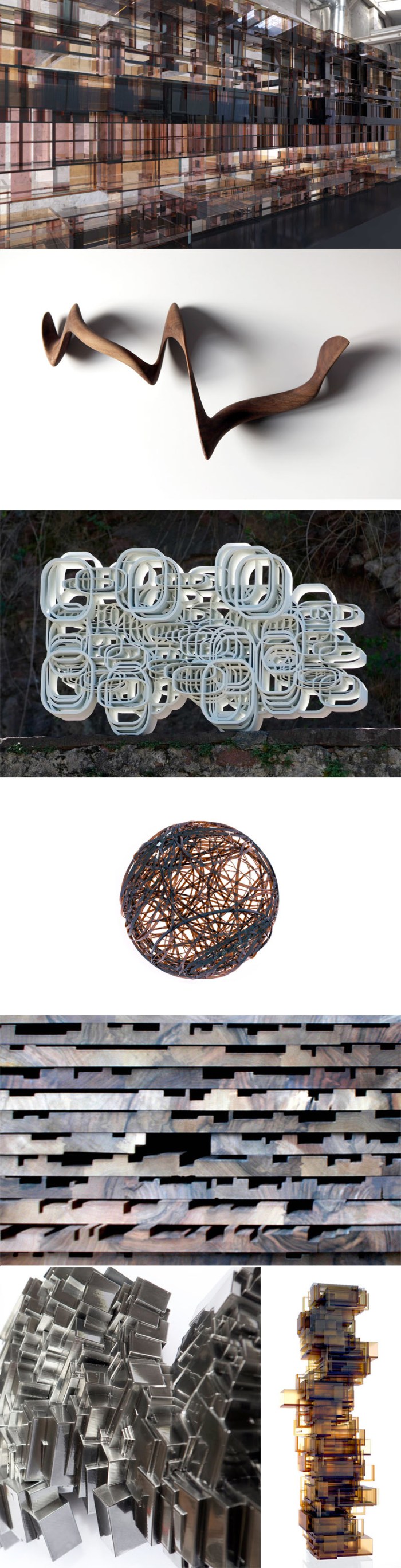 sculpture, music into space, digital, architectural facades, cool art