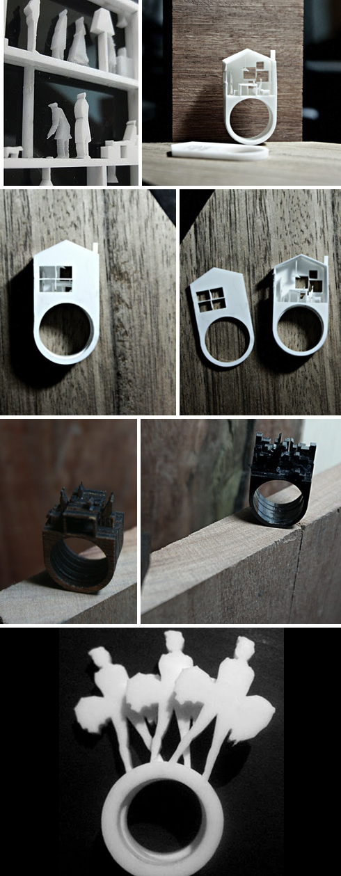 Perspex Brooches, Architecture jewelry, doll house, Australian design, laser cut rings