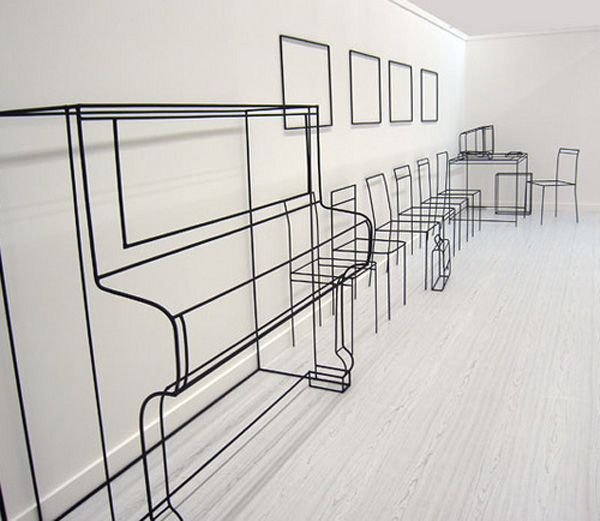 minimalist art, wire sculptures, Russian art, Moscow Gallery, collabcubed