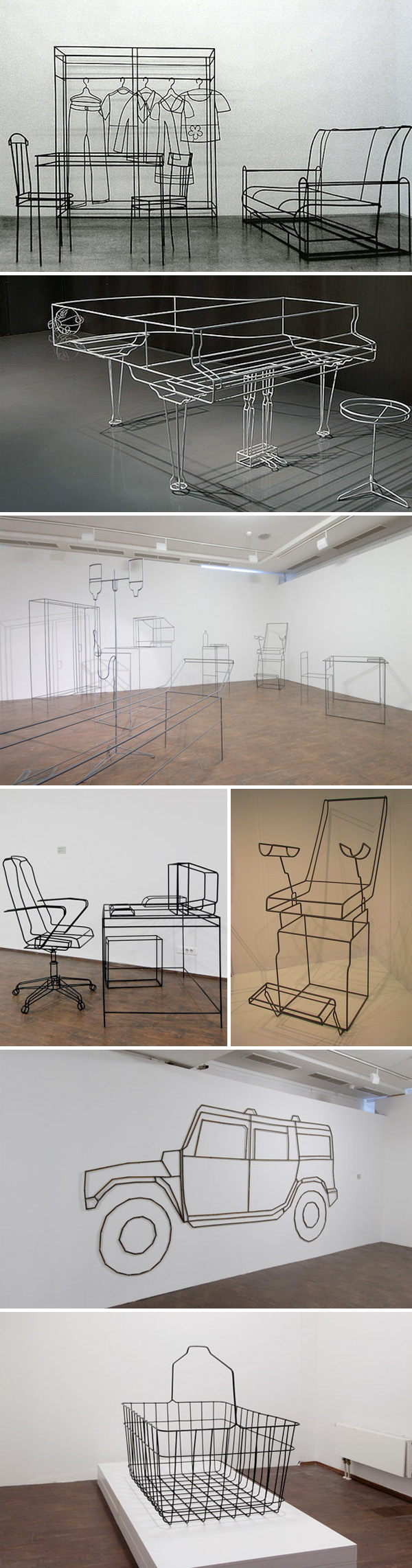 minimalist art, wire sculptures, Russian art, Moscow Gallery, collabcubed