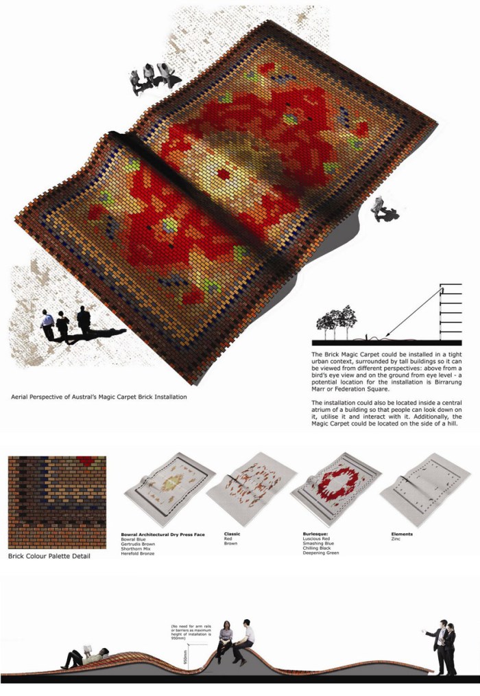 Magic Carpet Brick Installation in Dockland's Australia by Sarah Crowley, David Brooks