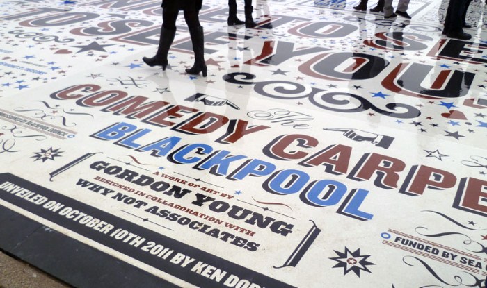 Comedy-Carpet-Blackpool-collabcubed Typography, England, installation, art, sculpture, letterforms, why not associates