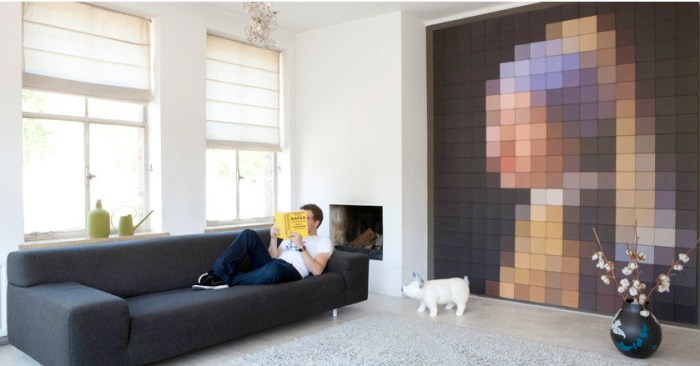 pixelated wall images, photo wall, modular photo system, ixxi