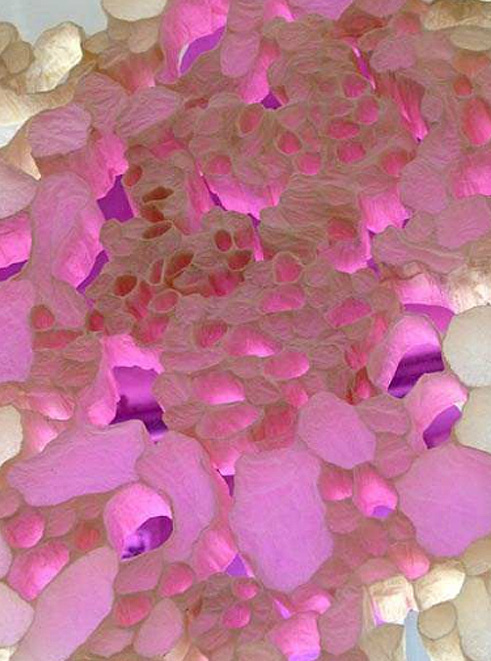 Paper constructions from tracing paper and wheat paste, collabcubed