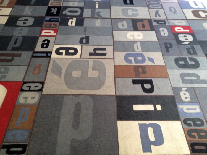 Pembroke-Hall-Brown-Type-Rug_collabcubed typography, type, rug, Brown University, Pembroke Hall, collabcubed