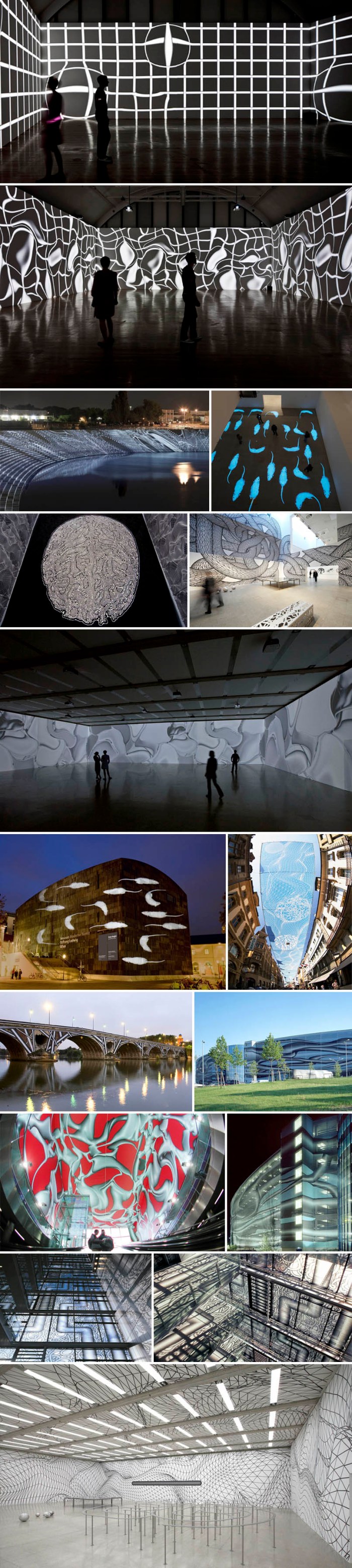 light projection mapping, cool installation art, graphic patterns