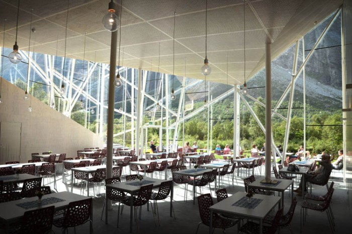 Restaurant design, contemporary architecture, Reiulf Ramstad, Norway, glass facade