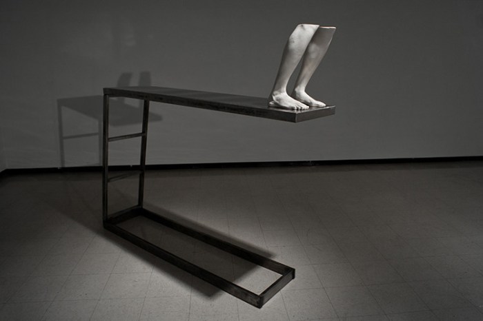 contemporary sculpture, limbs, divingboard, legs, casts, modern art