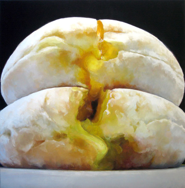 contemporary oil paintings of donuts, sensual, jelly donuts, doughnuts, Eveleth, collabcubed 