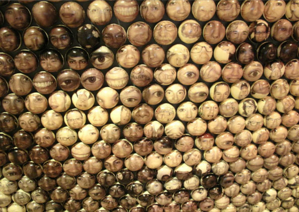 Portrait made of small photos, cool art, contemporary sculpture, collabcubed