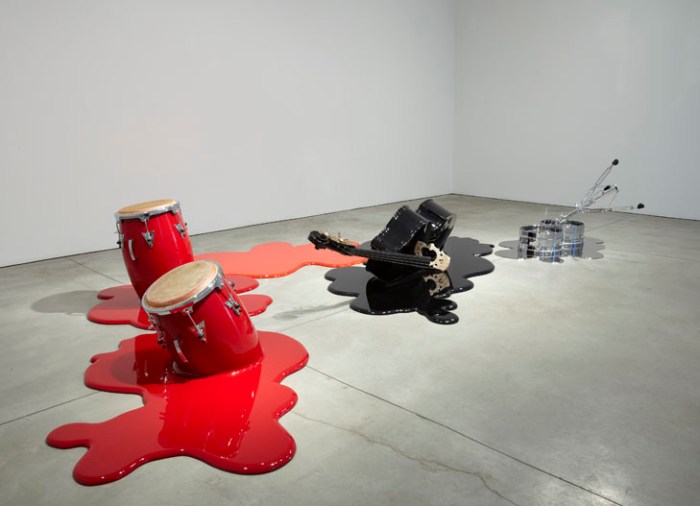 LosCarpinteros_cuarteto_collabcubed Contemporary Cuban Art, Humor, Sculpture, instruments, quartet, Sean Kelly