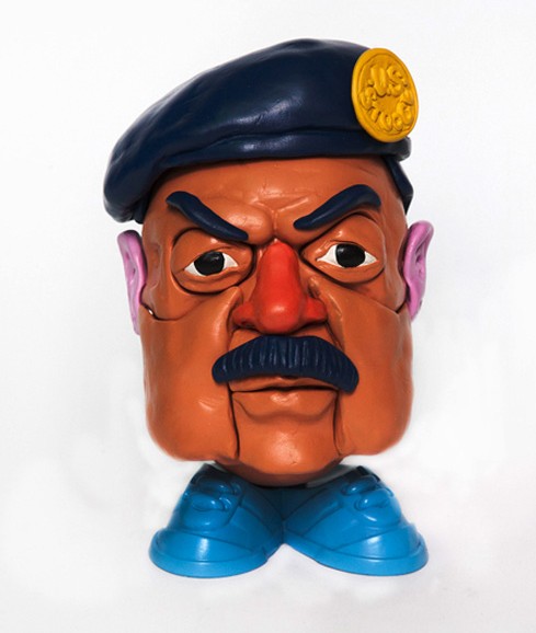 Saddam Hussain_Stephen_Ives_MrDictatorHead_collabcubed Saddam Hussain, Mr. Potato Head, Dictators, Sculpture, Australian Contmporary Art