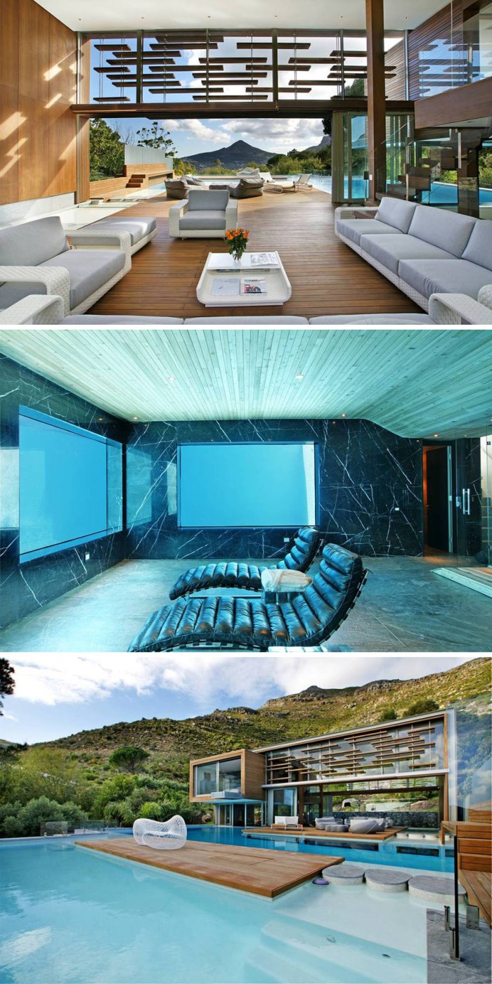 Guest house and entertainment center, cool underwater room, contemporary architecture