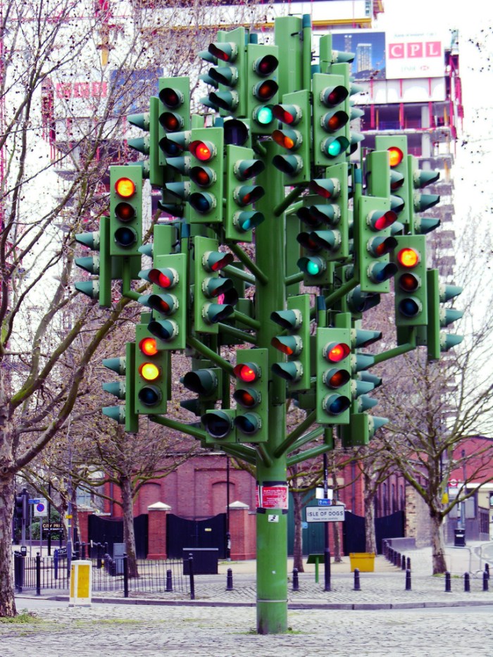 Traffic Light Tree by Pierre Vivant at Canary Wharf, London