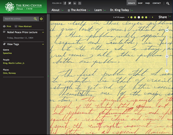 The King Center Imaging Project Website, C&G Partners, Martin Luther King, Jr.