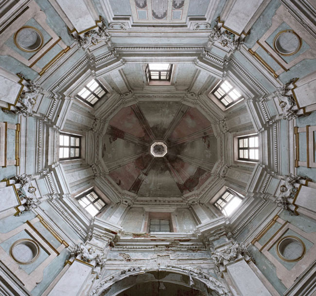 ceiling light, projected photo, illuminated photo of church dome, skylight, disco ball