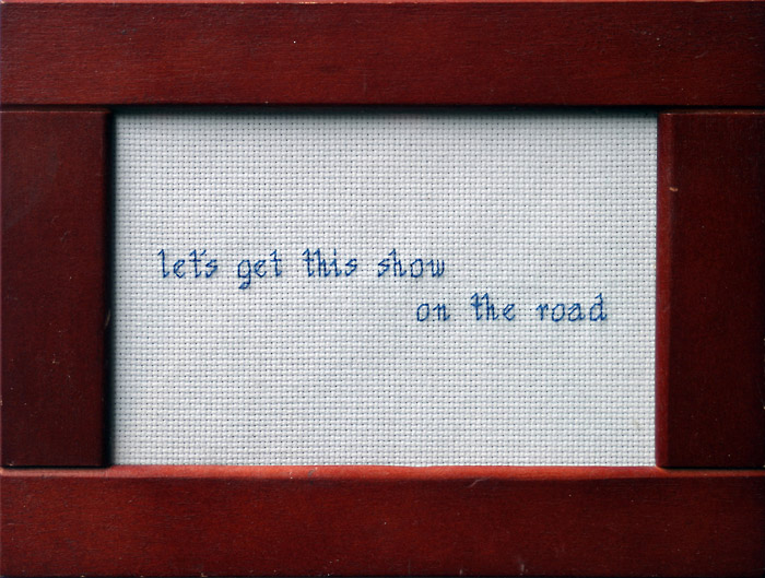 Embroidered words, cliches, expressions, humor, art, tumblr, stitched words
