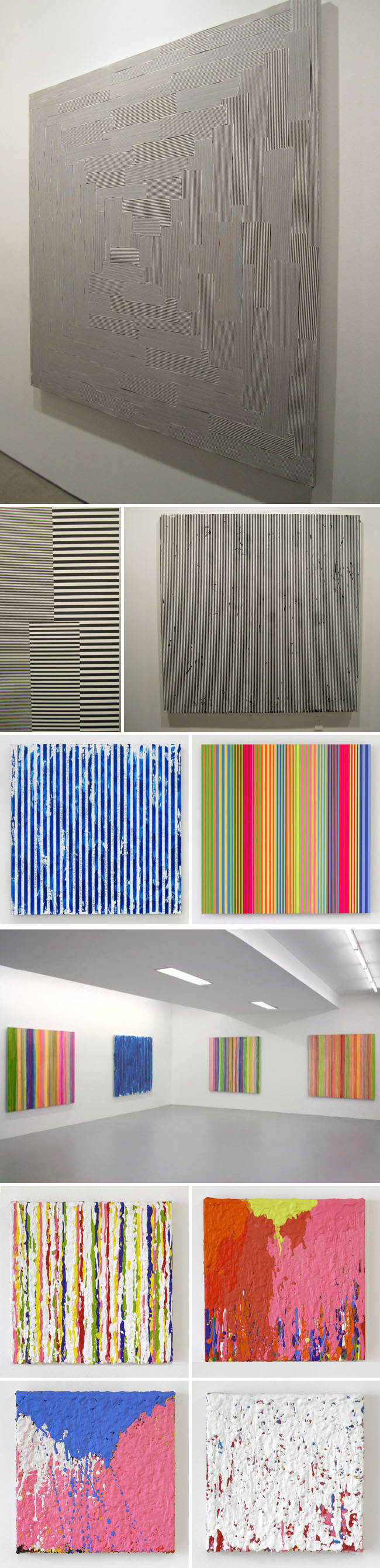 Optical Paintings, black and white line paintings, enamel on aluminum, geometric abstraction paintings, Gering & Lopez