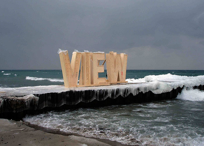Ice Typography, letters, Typography installations, Environmental Art, Vancouver, collabcubed