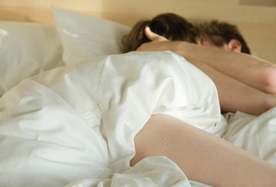 Martina Carpelan Rise and Sigh Sheets martina carpelan, humorous sheets that leave type impression on skin, product design