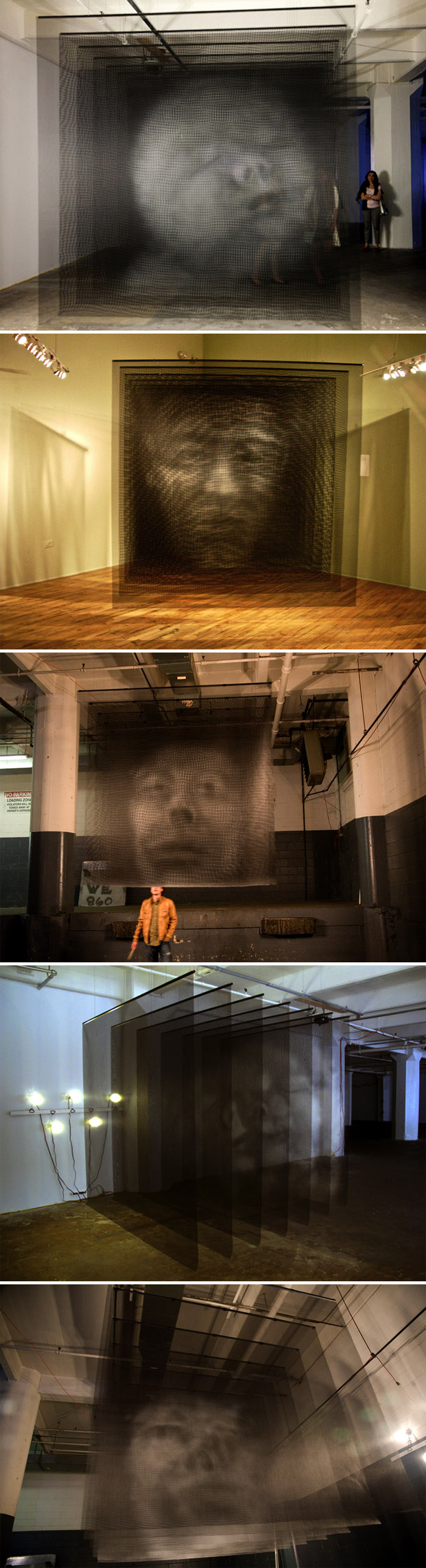 Seth_Wulsin_Animas_collabcubed Sculpture, multi-screen, multi-dimensional heads, mesh sheets, Brooklyn artist
