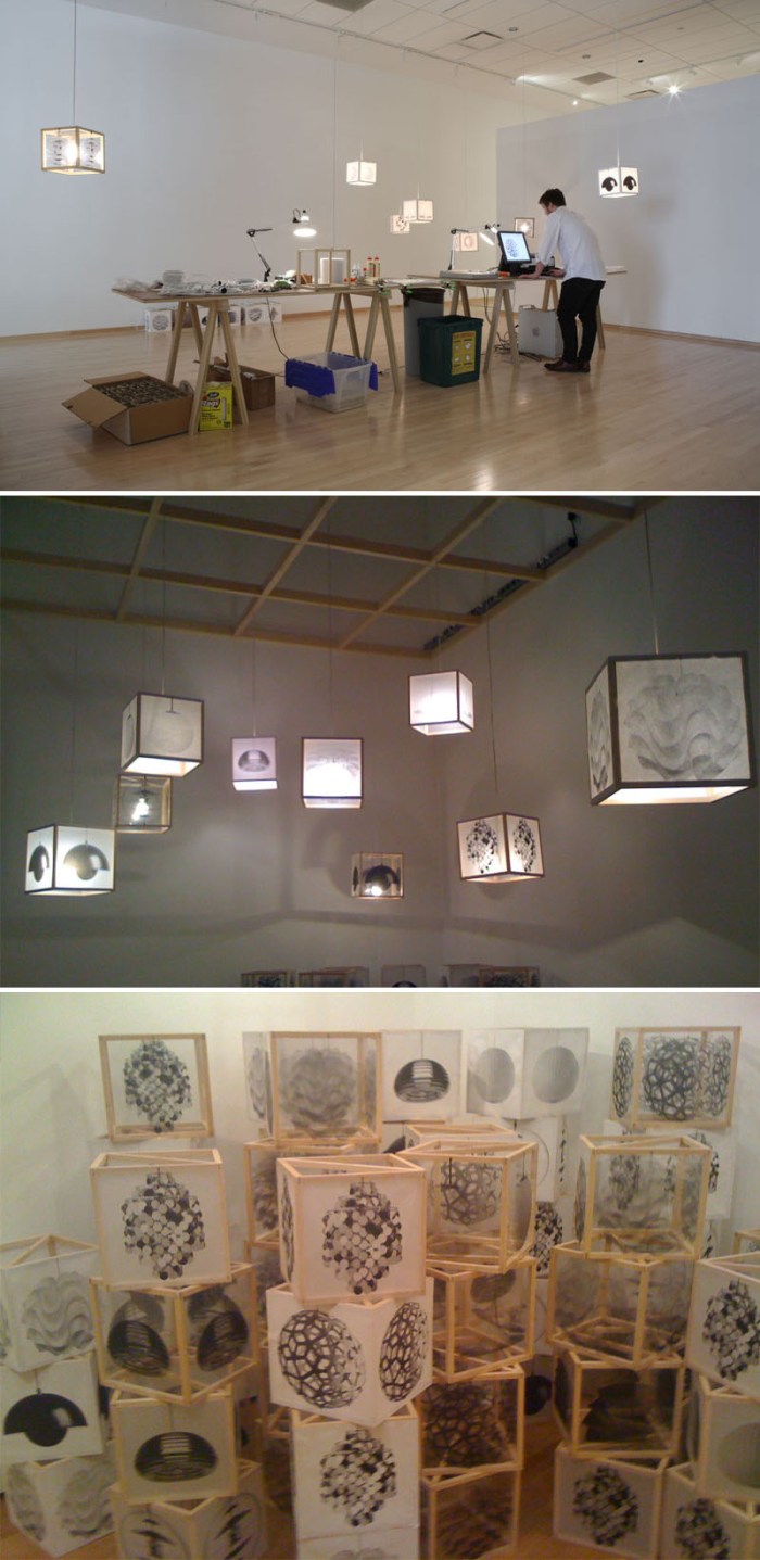 Lamps, copies, make-your-own, DIY, classic lamps copied onto wooden cube frames