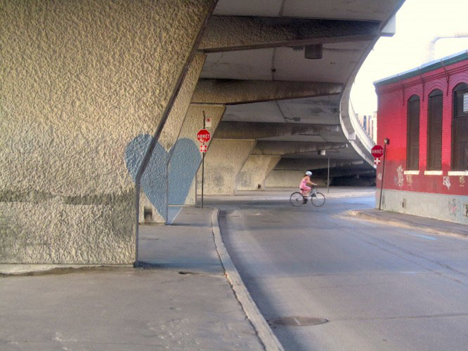 Street art, hearts, dead hearts, valentine's day, graffiti, photography, Roadsworth, Montreal