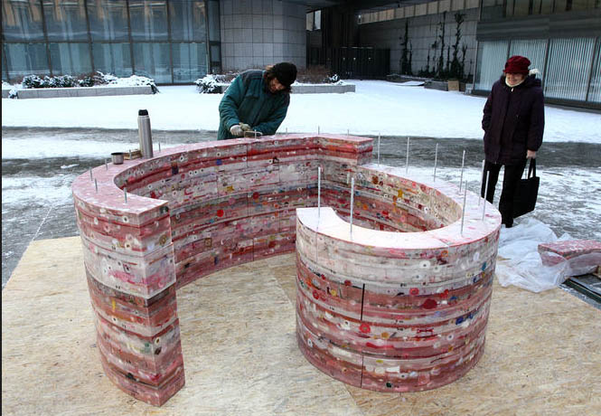 Heart Sculpture made of melted candles, Roman Svedja, Lukas Gavlovsky, Prague, Havel, 