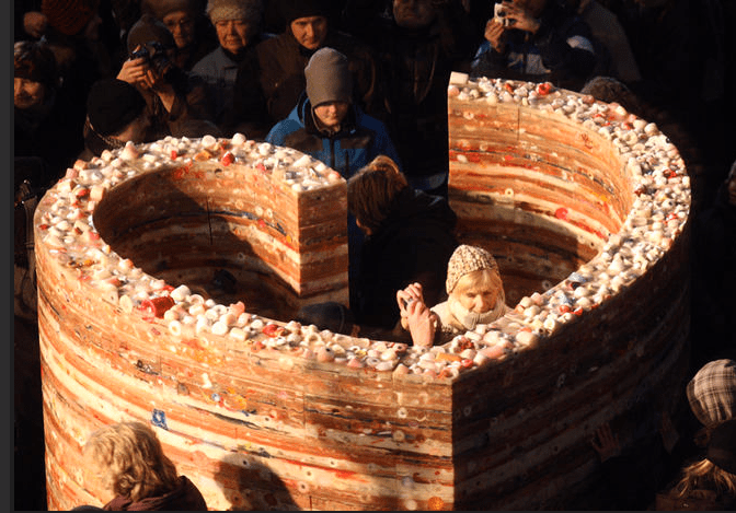 Heart for Vaclav Havel, Prague National Theater Square, Sculpture, Wax