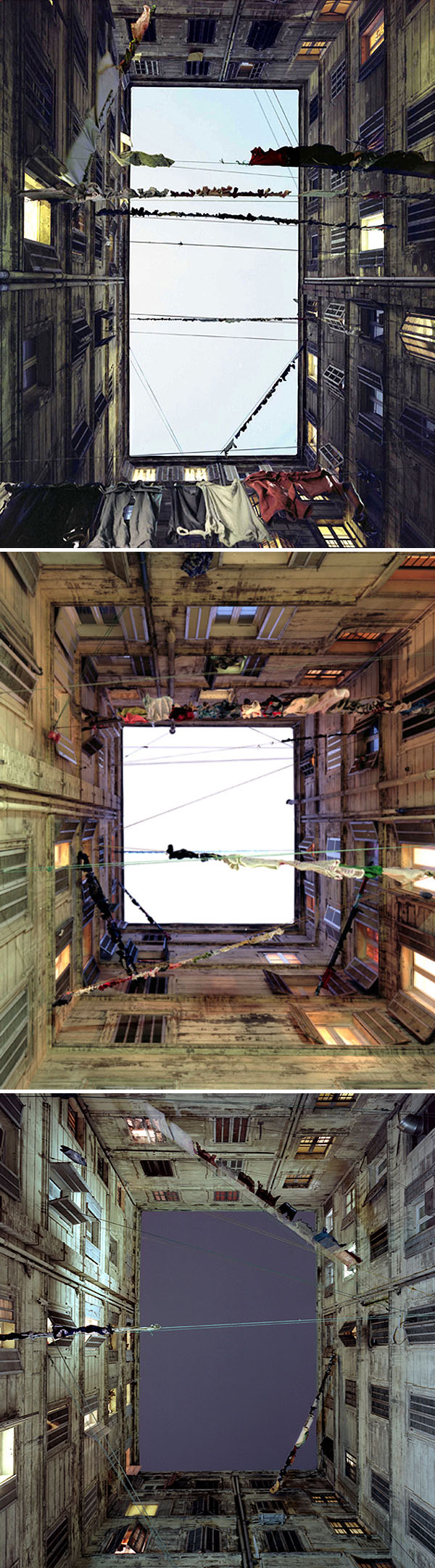 Spanish photographer, Marie Bovo, Marseille courtyard photos, hanging laundry, collabcubed