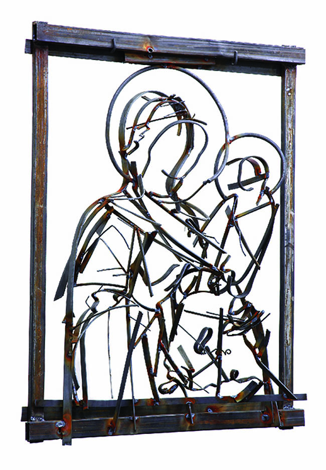 Iron Sculptures of Drawings, Russian Contemporary art, metal works, Madonna. collabcubed