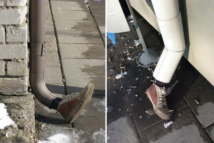 gogelmogel_karlsson_leg_collabcubed street art, interventions in Lithuania, Gogelmogel, humorous street interventions