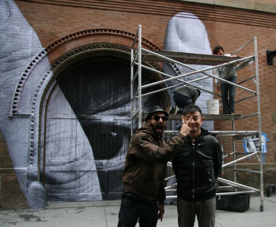 JR and Liu Bolin collaborating in Nolita, Elizabeth and Spring, March 18, 2012