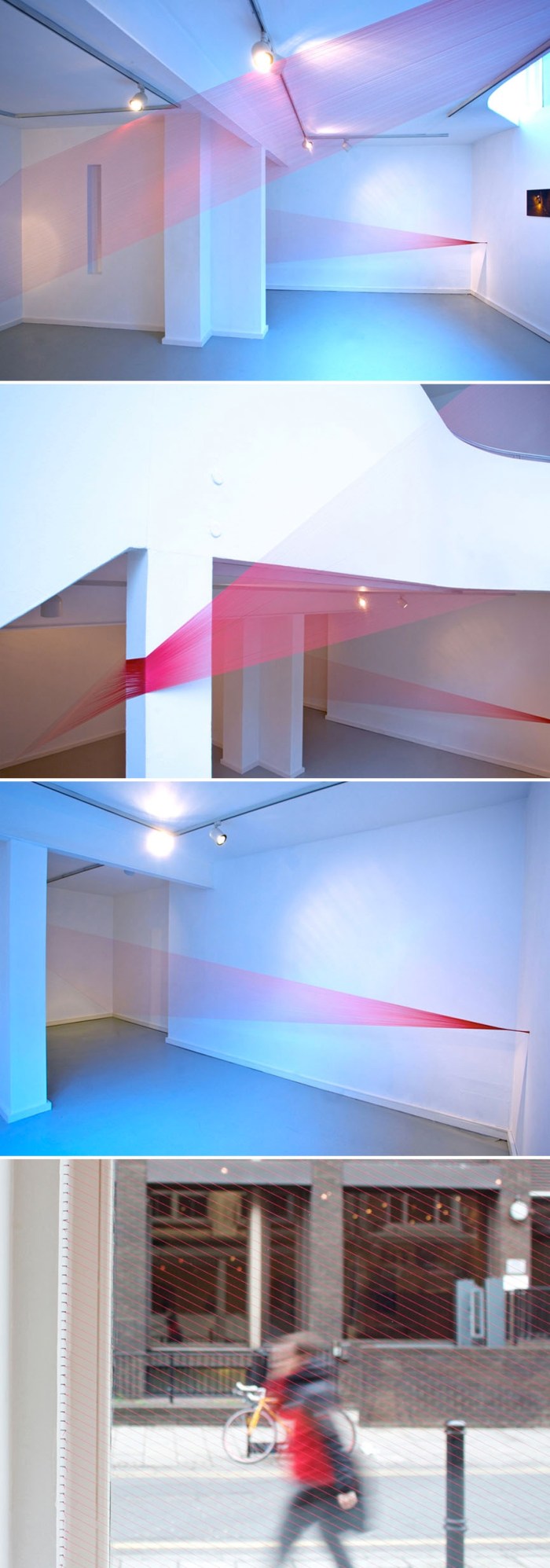 cool art installation, red thread wrapped around gallery, Marsden Woo Gallery, Maltese art, collabcubed