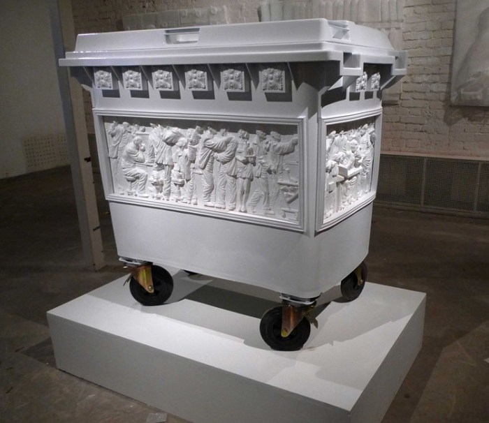 Russian contemporary art, recycled art, dumpster, garbage, humor, Andrey Blokhin,  EgorKuznetsov