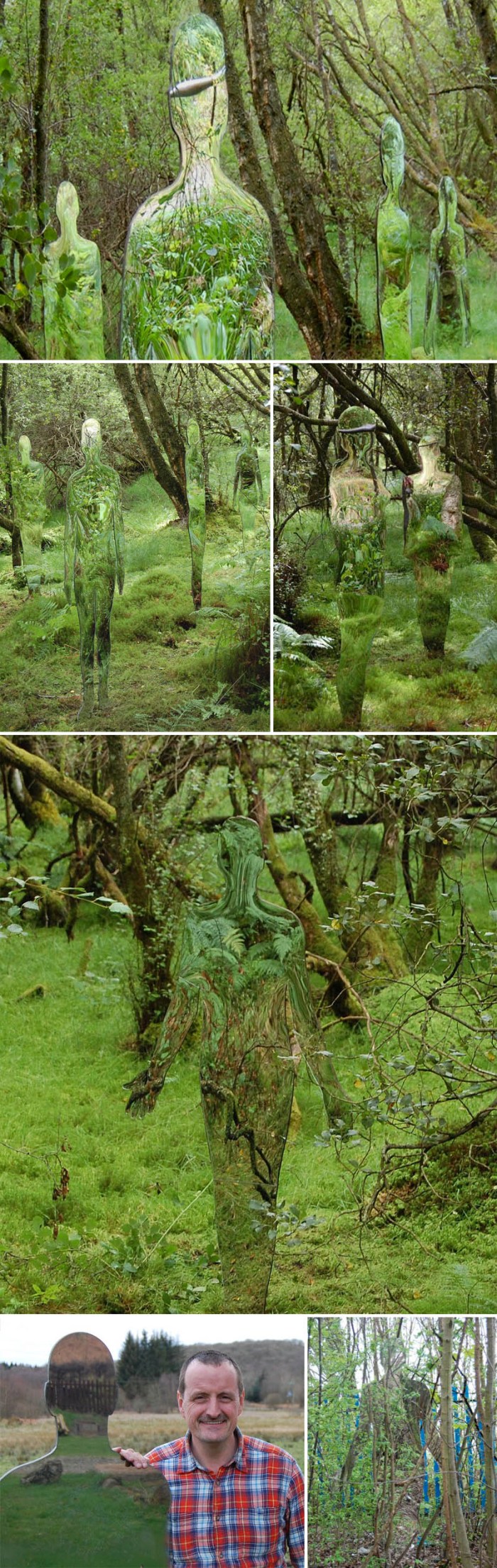 cool art installation in woodland walk at the David Marshall Lodge, Scotland, mirrors, predator