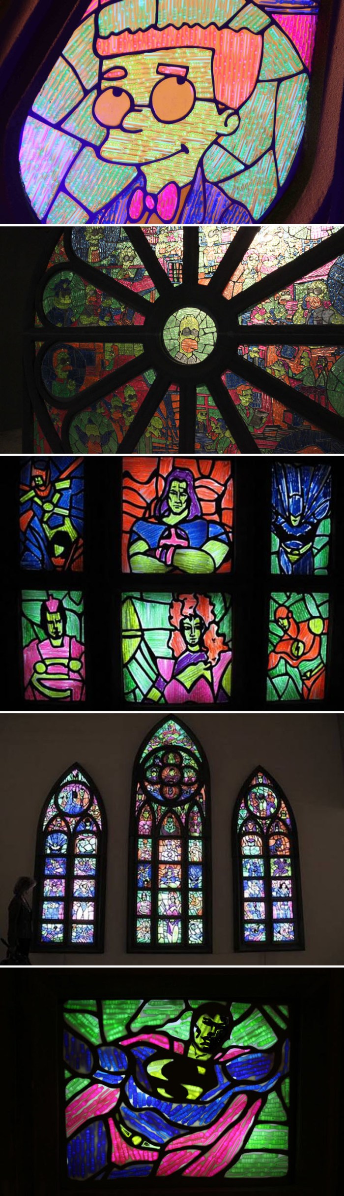 Contemporary Russian Art, Recycle Group, The Simpsons, Stained Glass, Superheroes Stained Glass, Andrey Blohin and Egor Kuznecov