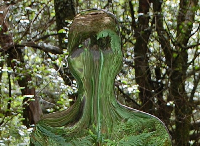 cool art installation in woodland walk at the David Marshall Lodge, Scotland, mirrors, predator