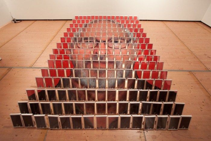 Andreas_Von_Gehr_Re-Bio-Gehr_collabcubed Portrait of father made up of 256 framed images, art installation, Scope NY 2012, collabcubed